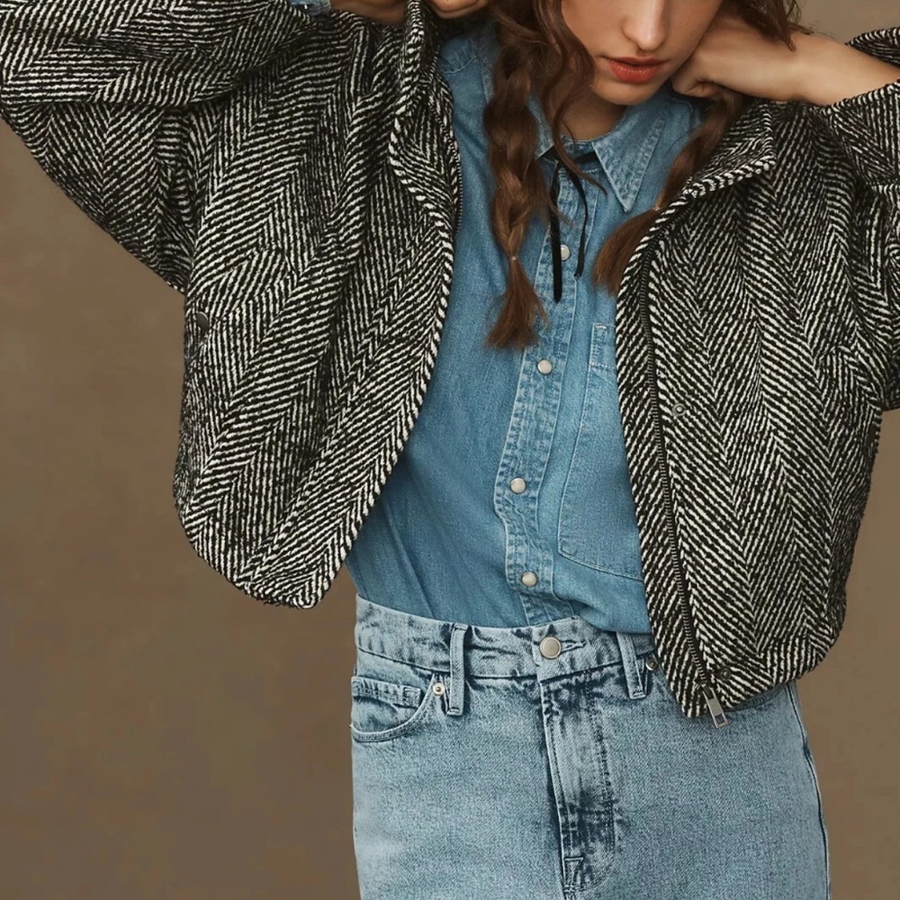By Anthropologie NEW Cropped Twill Dolman Bomber Jacket size L (XL)